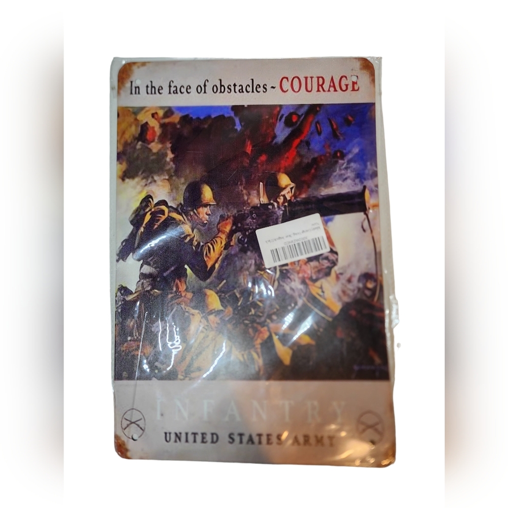 New"In The Face Of Obstacles-Courage" U.S. ARMY Infantry 12" x 8" Metal Tin Sign